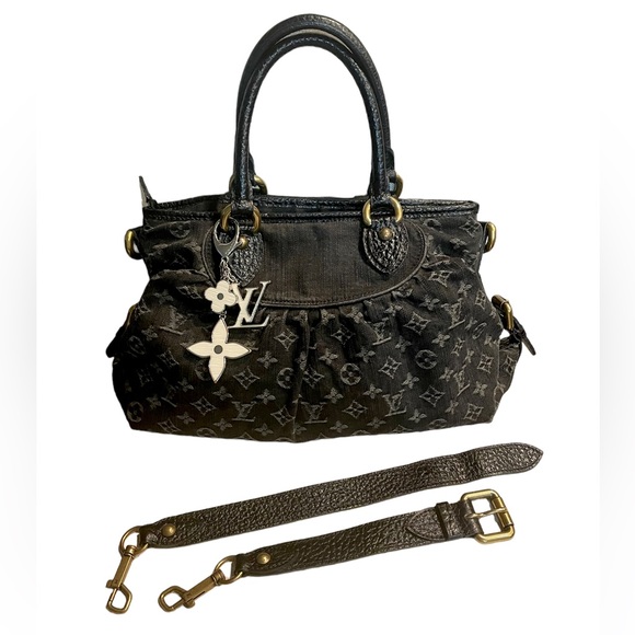 Authentic Louis Vuitton Denim Monogram Neo Cabby MM Black - Picture 1 of 16